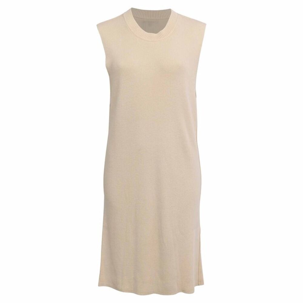 Ann Demeulemeester Knitted Sleeveless Midi Dress in Cream Rayon
